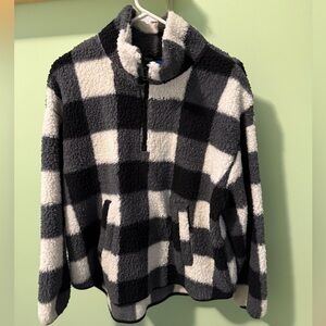 Old Navy Black and White Sherpa Pullover